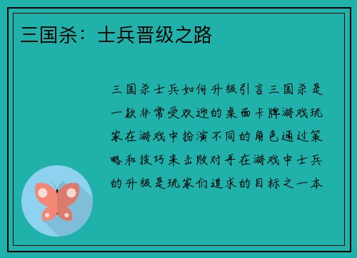三国杀：士兵晋级之路
